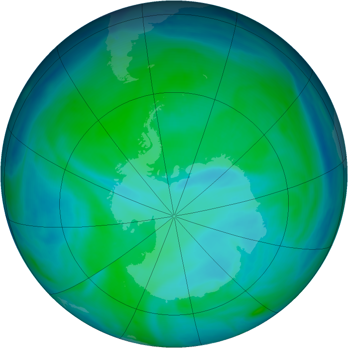 Antarctic ozone map for 24 December 2006